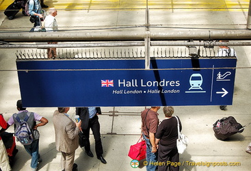 Direction to the Hall Londres, the Eurostar to London check-in